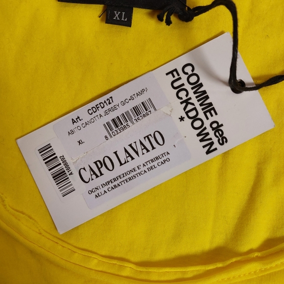 Comme Des F*ckdown yellow cotton  jersey tank dress, XL, NWT - Picture 4 of 7